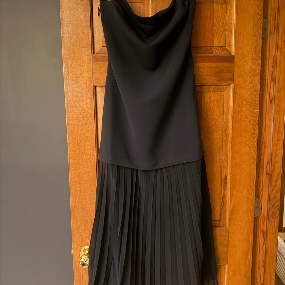 NWT Anthropologie Navy Strapless Pleated Maxi Dress